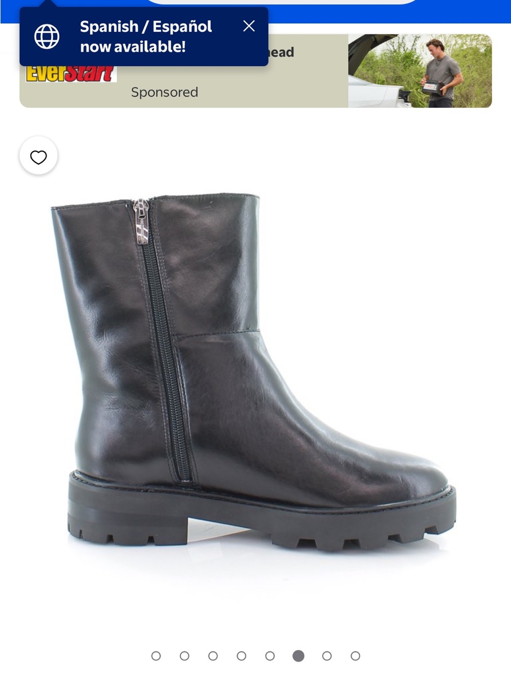 Vince Camuto Black Leather Side-Zip Lug Ankle Boots